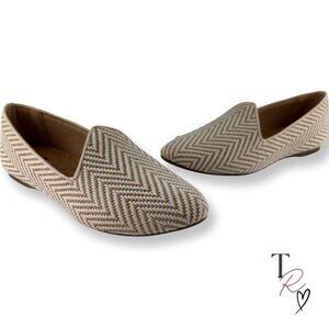 Birdies The Heron Flat Loafer in Chai Chevron Tan/White Size 7.5
